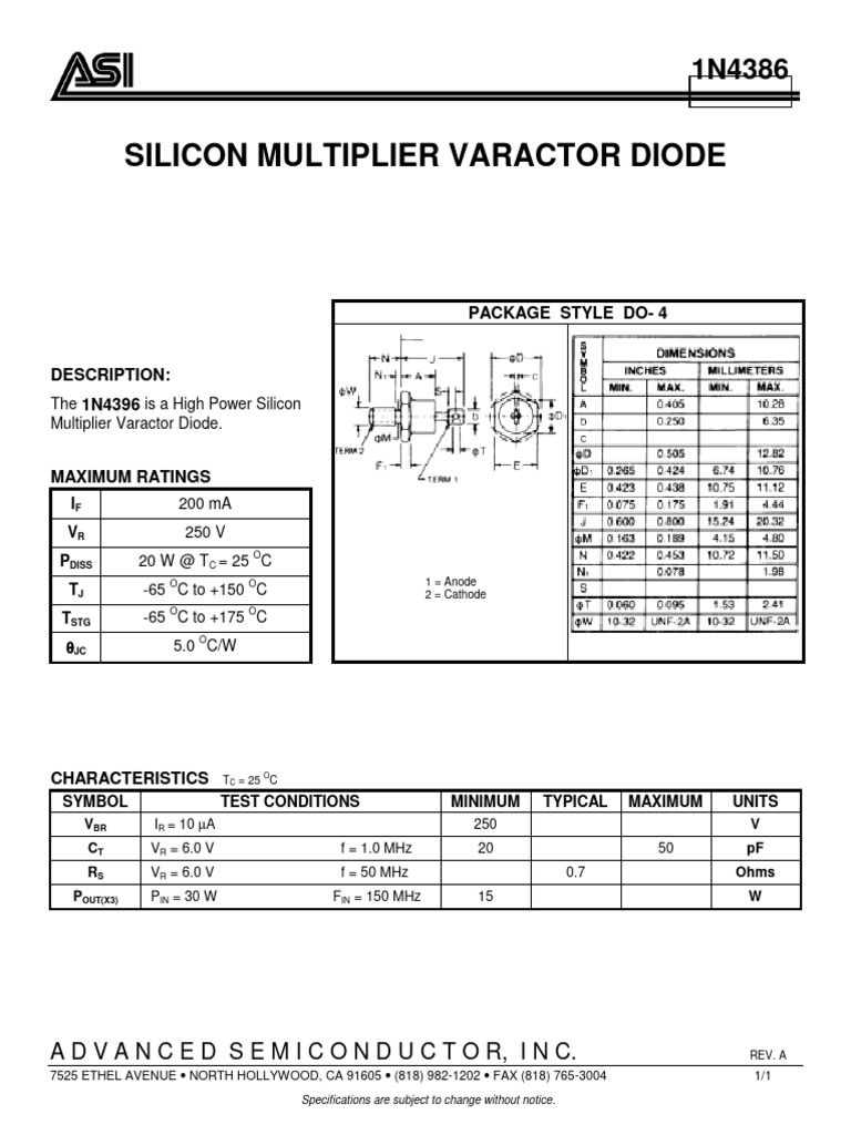 1N4386 Diode Varactor Multiplier PDF