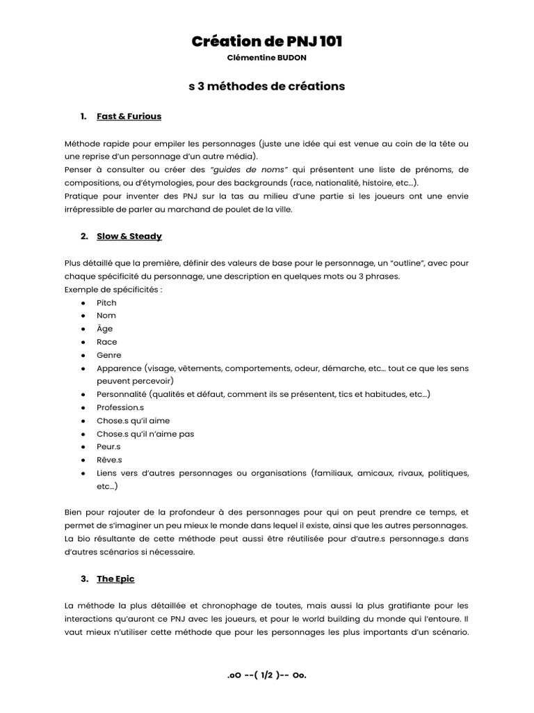 Méthodes de création de PNJ efficaces | PDF | Jeux et activités