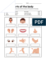 White Colorful Parts of The Body Vocabulary Worksheet