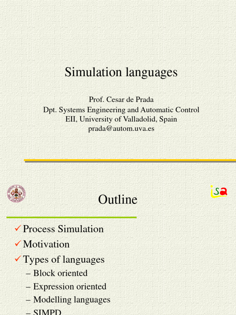 Overview of Simulation Languages | PDF | Simulation | Equations