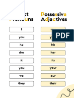Subject Pronouns and Possessive Adjectives Poster in Yellow and Black Simple Style