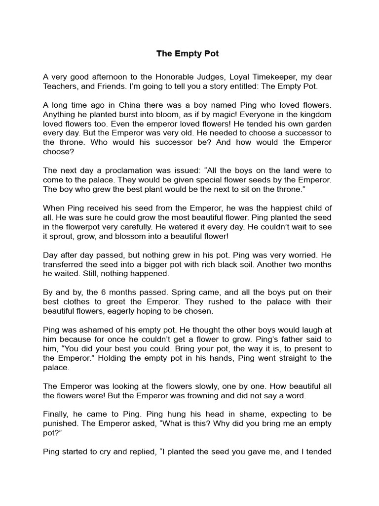 The empty pot pdf flowers