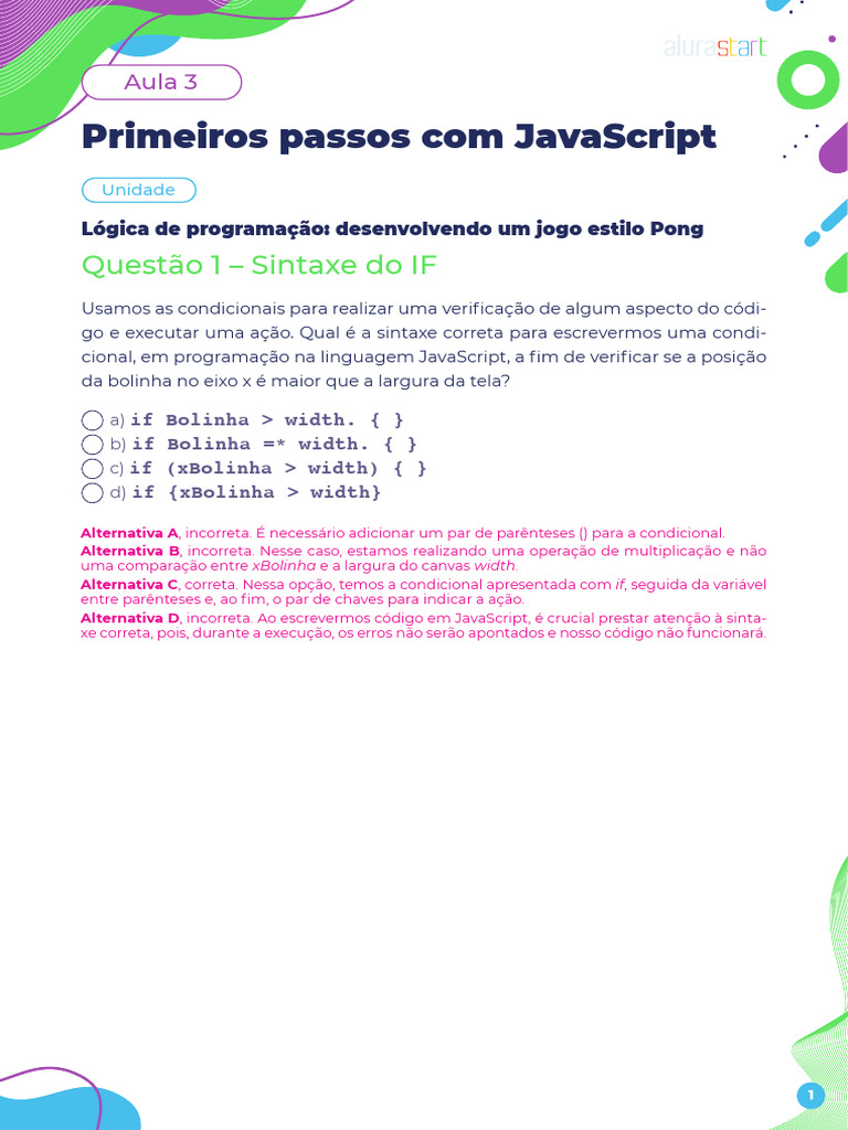 Condicionais e Colisões em JavaScript | PDF | Script Java | Informática