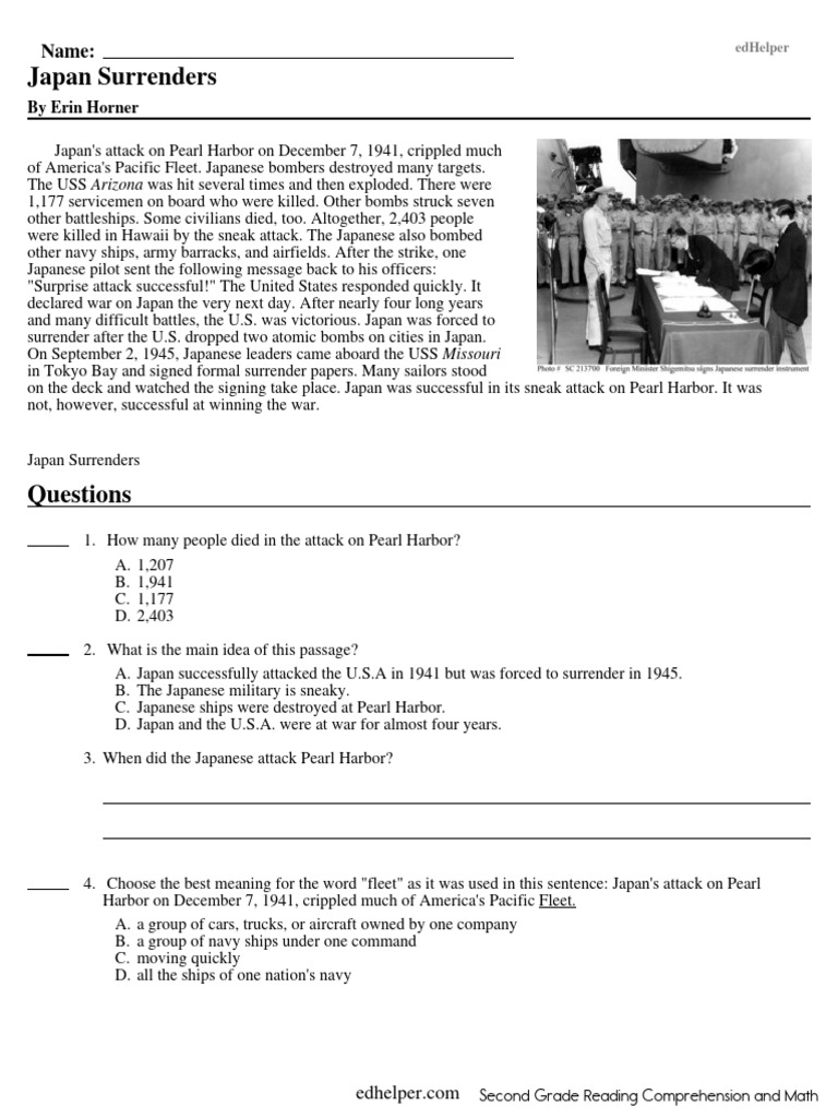 Edhelper Reading Comprehension Worksheets Grammar Worksheets