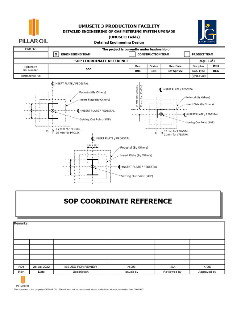 Off Skid Pipe And Ei Supports Foundation Setting Out Points Coordinates