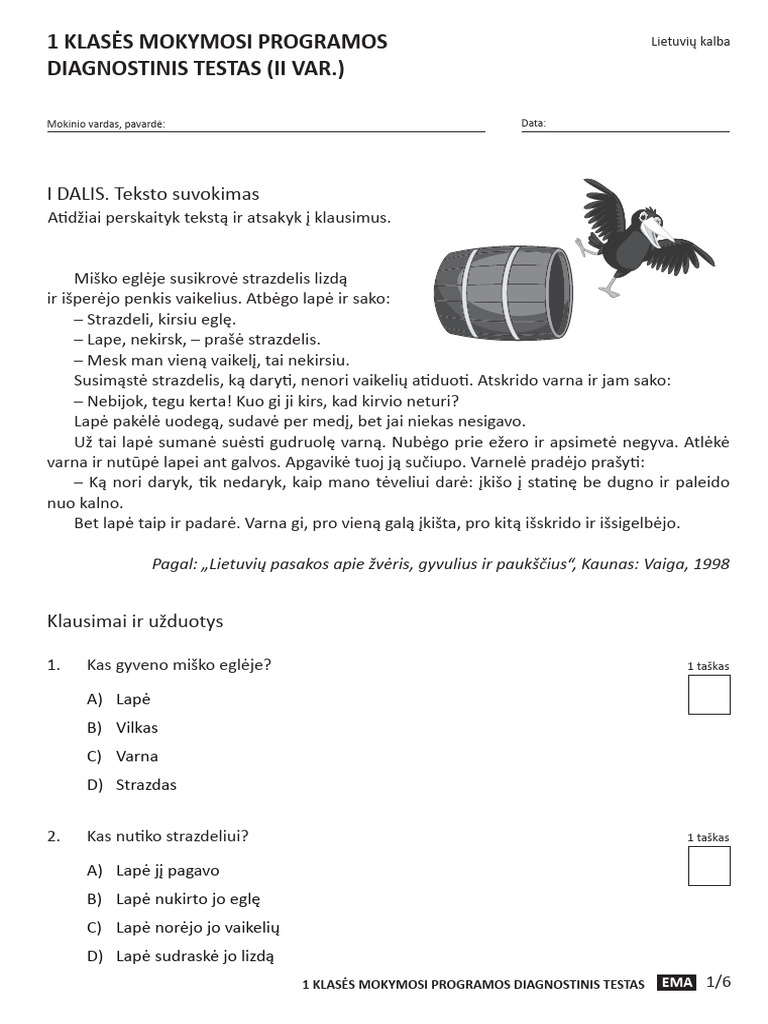 Lietuviu 1 Testas 2var 4 | PDF