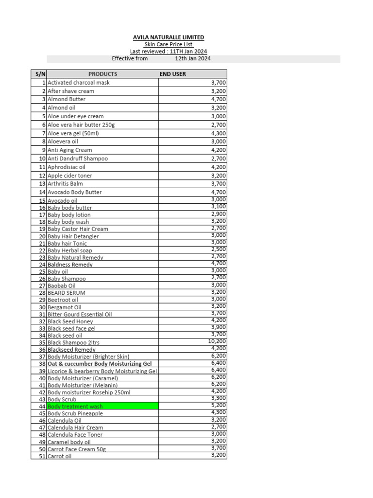 new-skincare-price-list-2024-enduser-download-free-pdf-shampoo