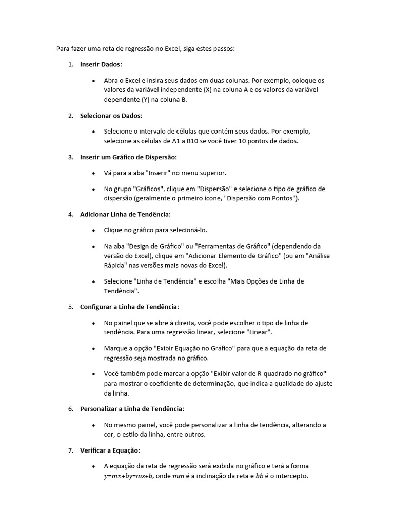Para fazer uma reta de regress o no excel download gr tis pdf