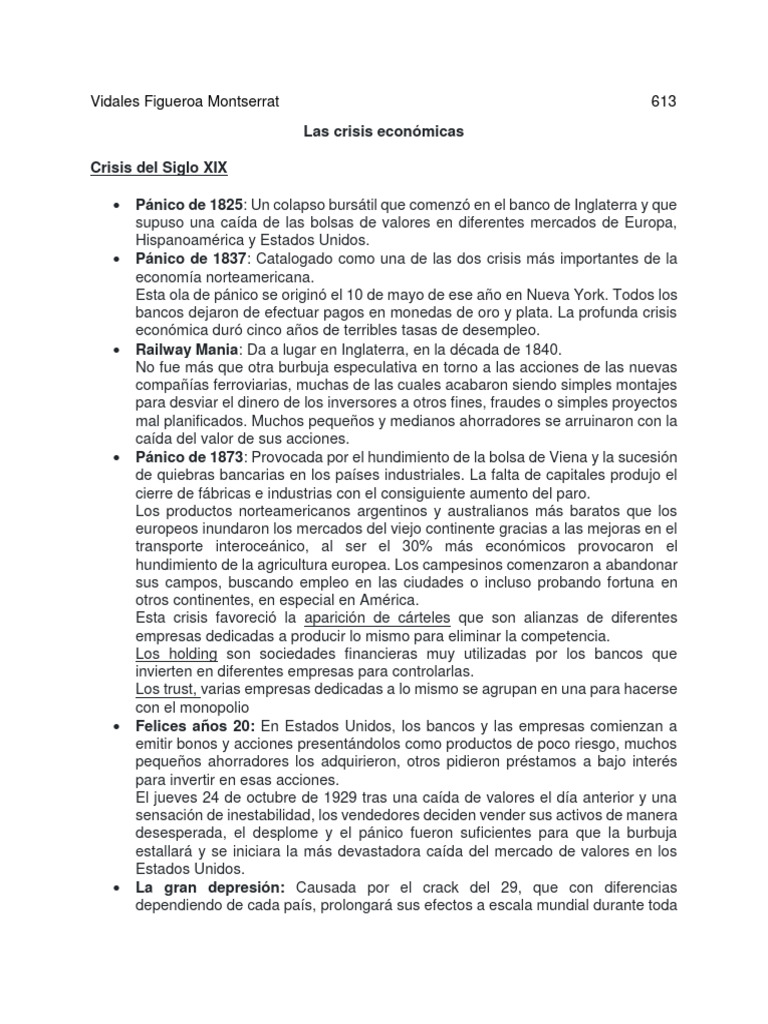 Crisis Económicas a lo Largo de la Historia | PDF | Dinero | Macroeconómica