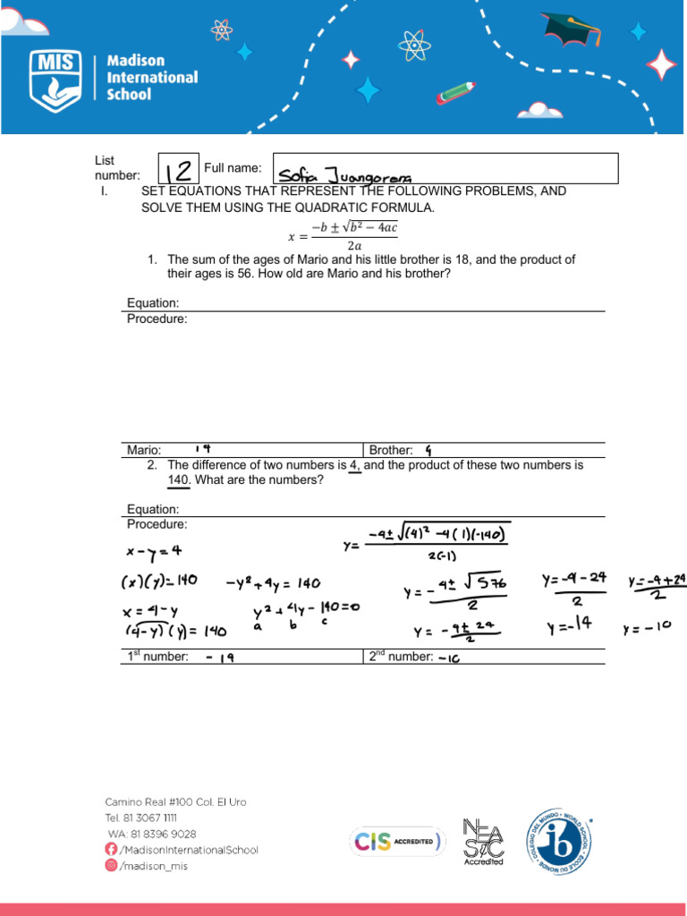 Quadratic Problem Solving Guide | PDF | Social Science