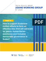 How to support Sudanese civilian efforts to form an effective bloc that will advocate for peace, humanitarian assistance and inclusive democratic governance in Sudan?