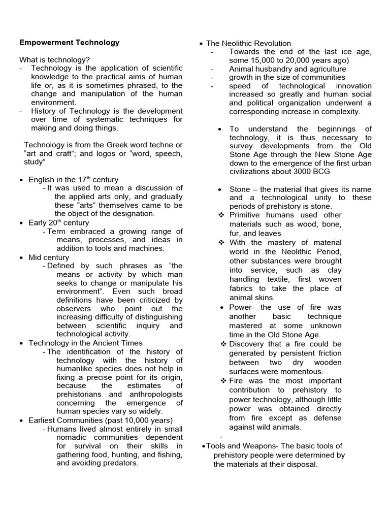 History and Evolution of Technology | PDF | Neolithic | Tools