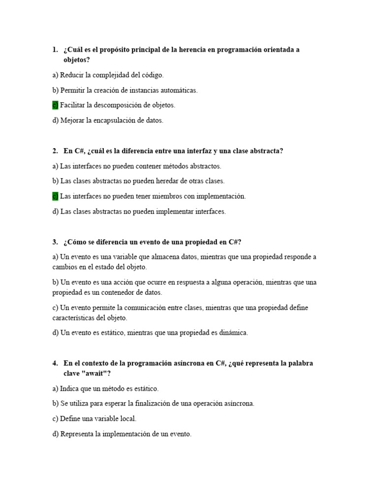 C# Examen | PDF | Objeto (informática) | C Sharp (lenguaje de programación)