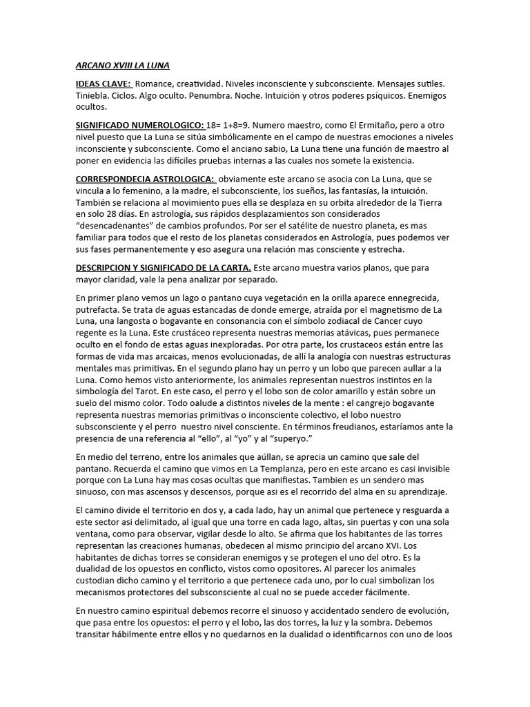 Significado del Arcano 18: La Luna | PDF | Amor | Luna