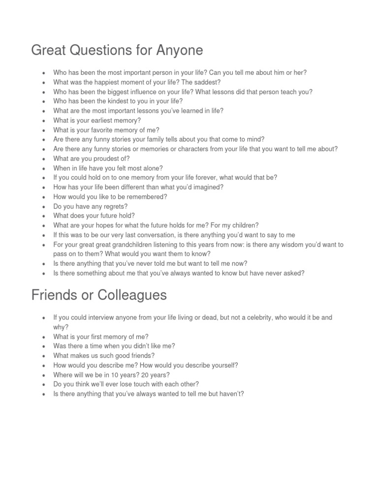 Great Questions | PDF | Grandparent | Sibling
