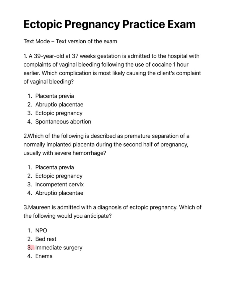 Ectopic Pregnancy Assessment Guide | PDF | Pregnancy | Miscarriage