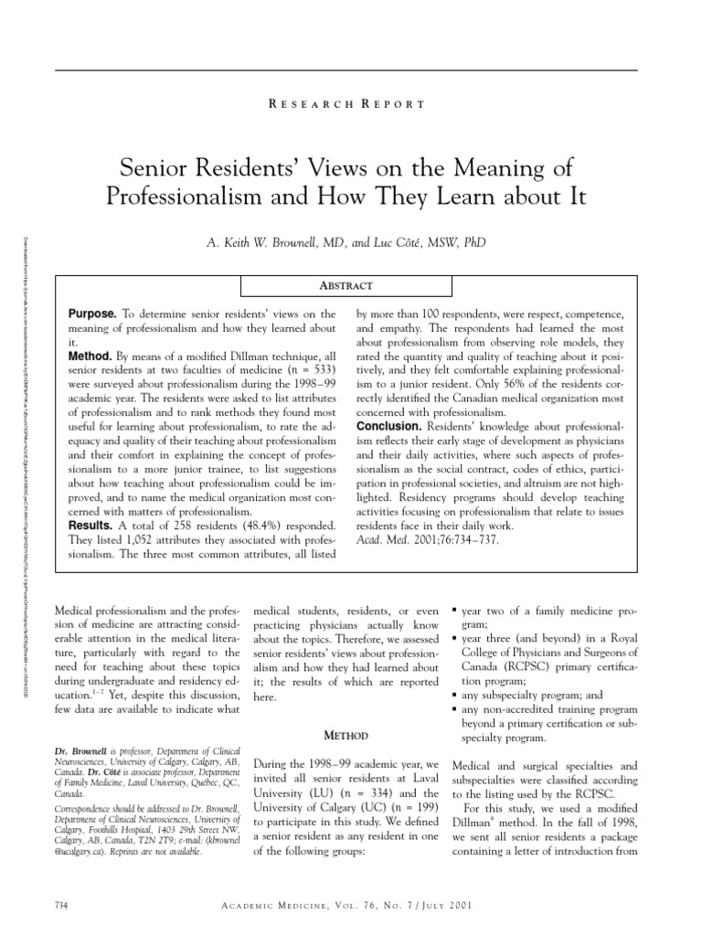 Residents' Views on Professionalism | PDF | Medicine | Physician