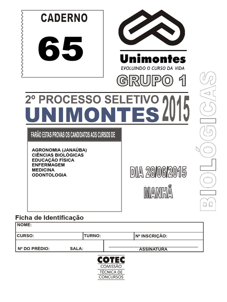 Processo Seletivo Unimontes 2007 Pdf Alelo Genótipo