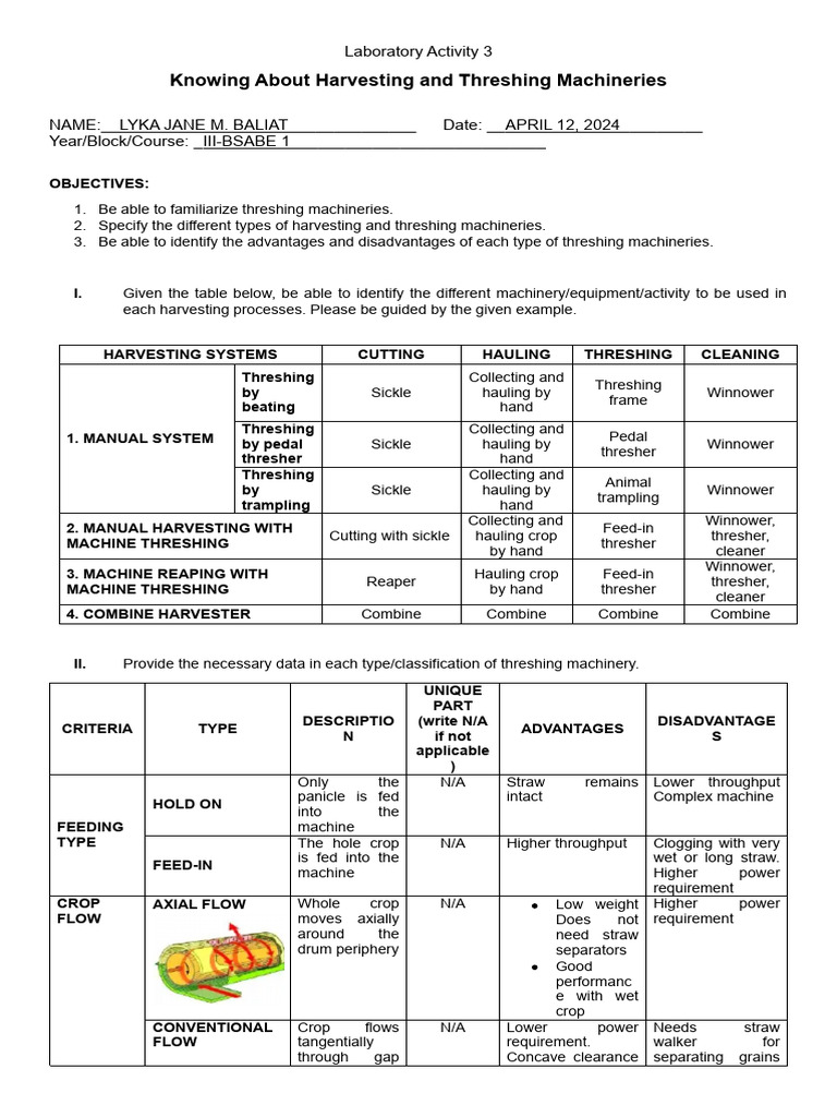 Laboratory Activity 3 | PDF | Machines | Harvest