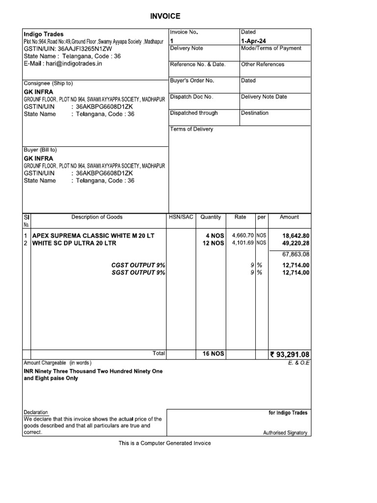 1st Invoice Pdf