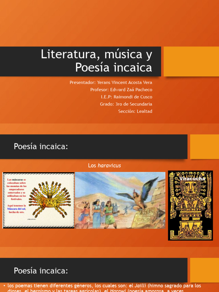 Literatura, Música y Poesía Incaica (Definitivo) | PDF | Imperio Inca