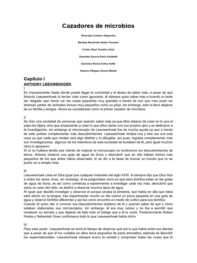 Reseña - Cazadores de Microbios | PDF | Luis Pasteur | Microorganismo