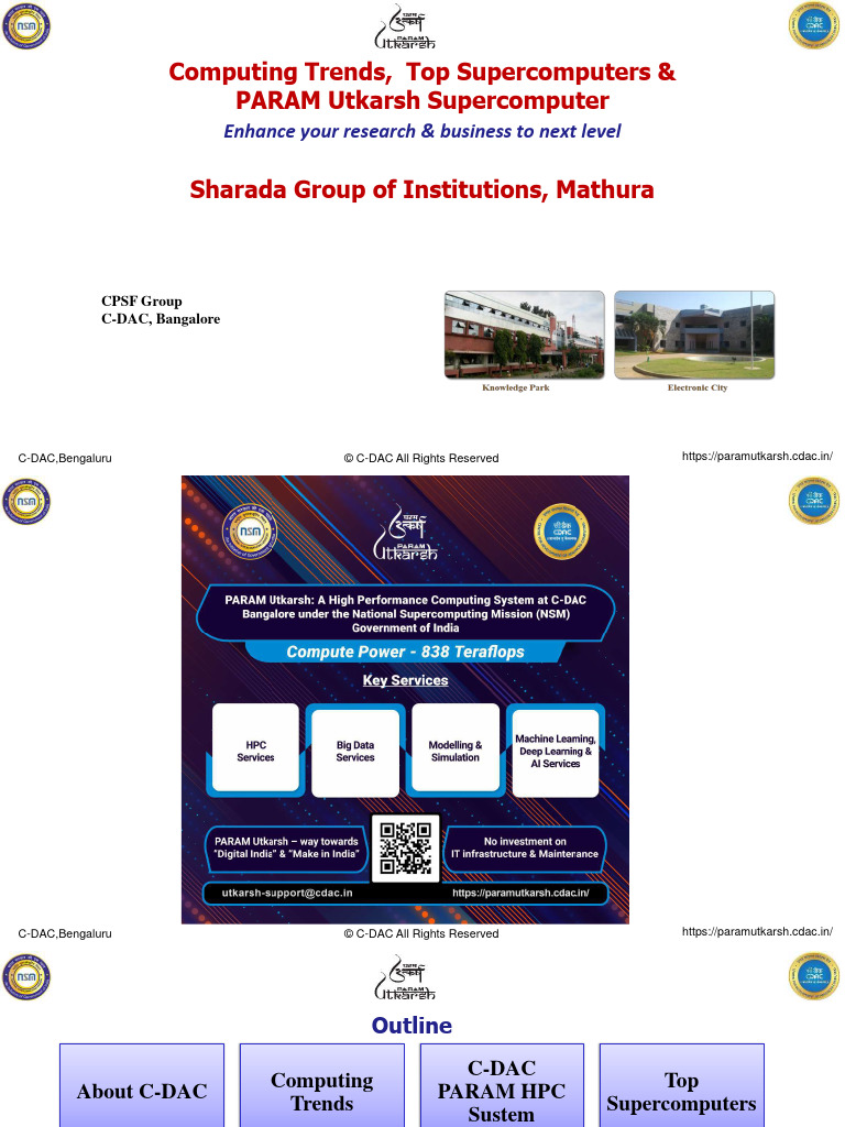 Session1 PARAM Utkarsh SaradaUniversity Mathura | PDF | Supercomputer ...