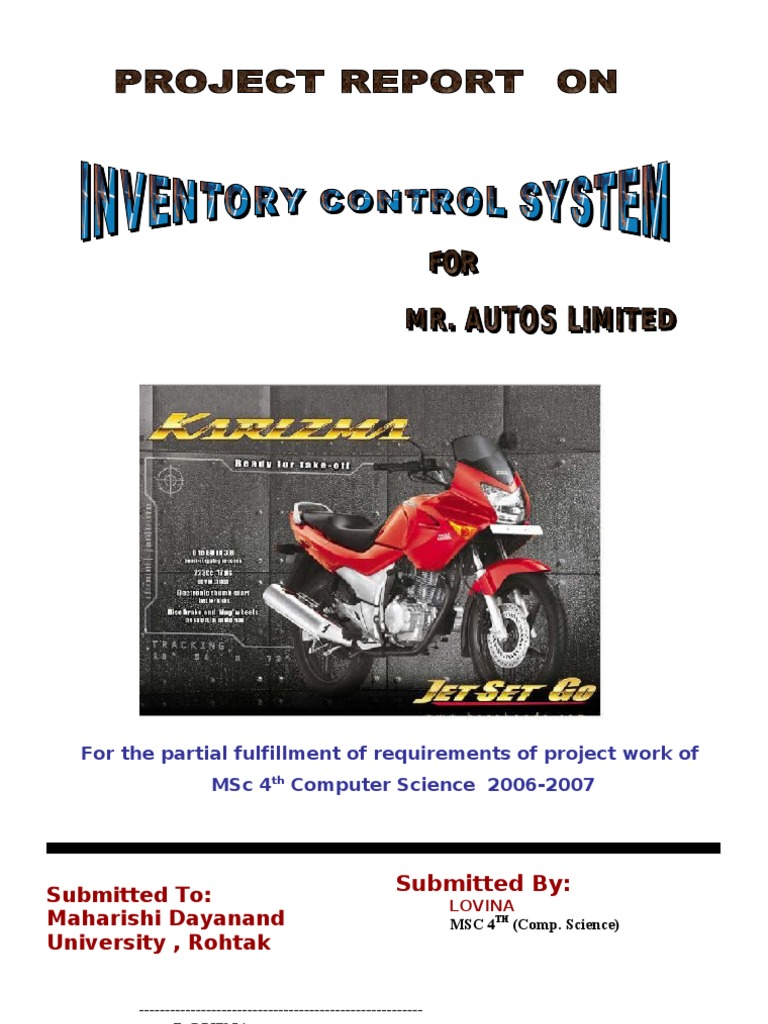 Inventory Control System for M.R. Autos | PDF | Control Flow ...