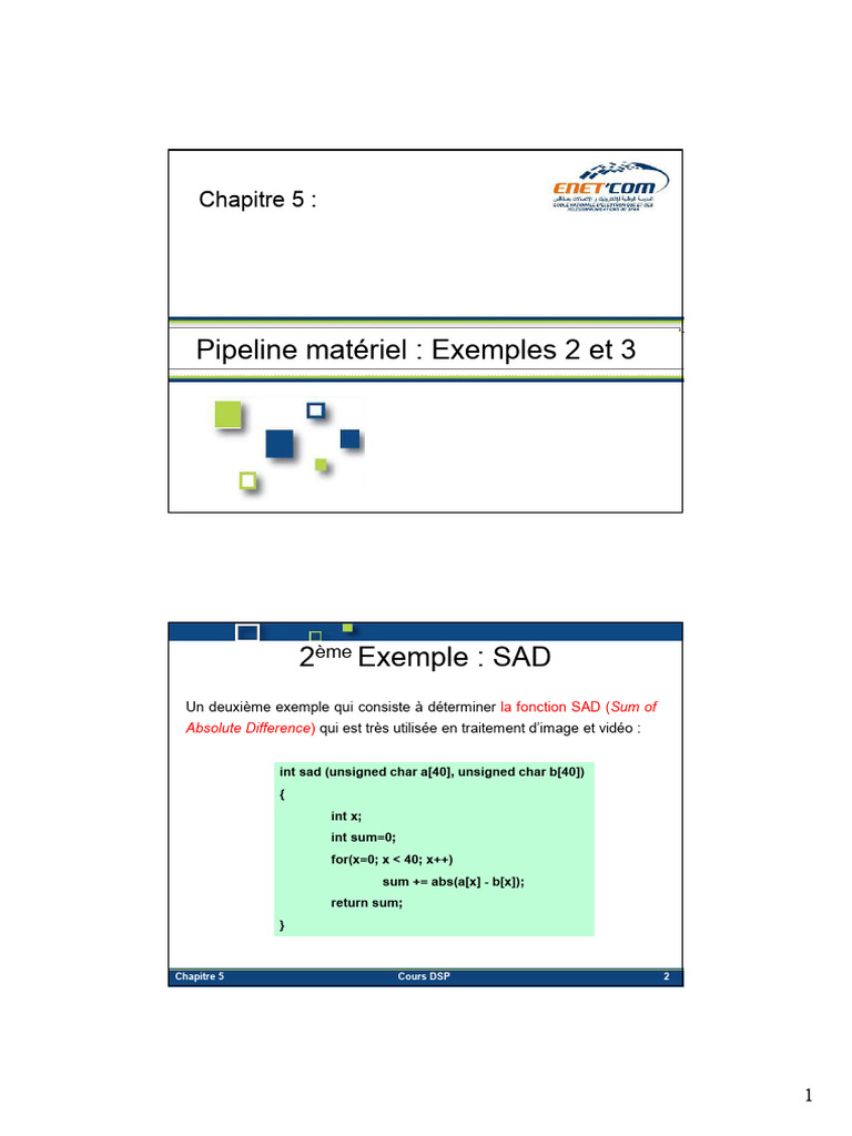Exemples de la fonction SAD en DSP | PDF