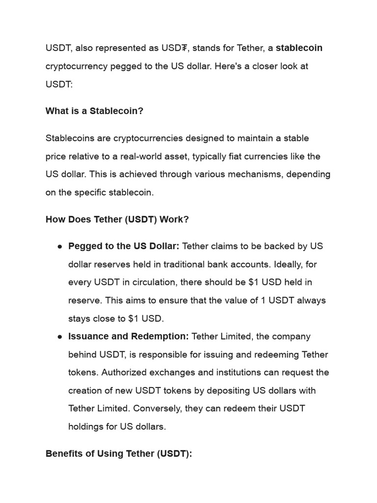 USDT | PDF | Cryptocurrency | Money