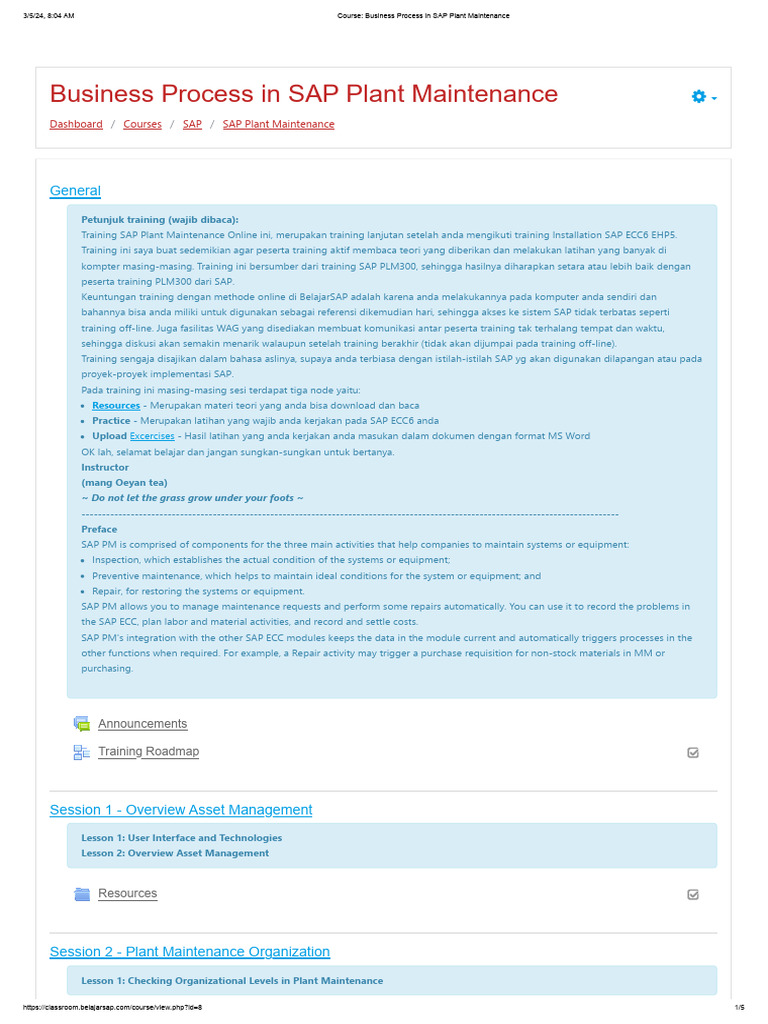 SAP Plant Maintenance Training Overview | PDF | Asset Management | Business