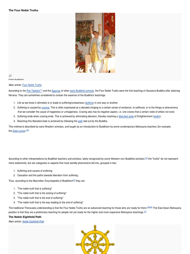 Four Noble Truths and Eightfold Path | PDF | Four Noble Truths | Noble ...