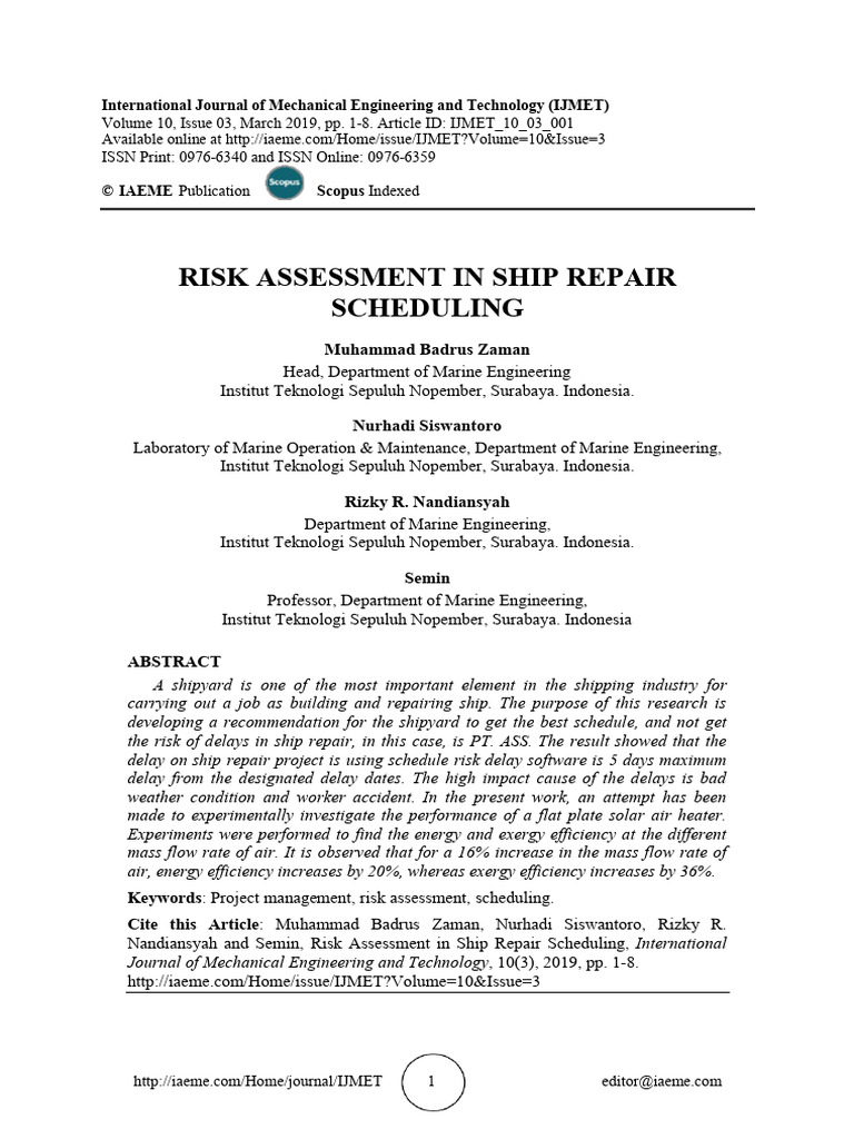 Risk Assessment in Ship Repair Scheduling | PDF | Risk | Simulation