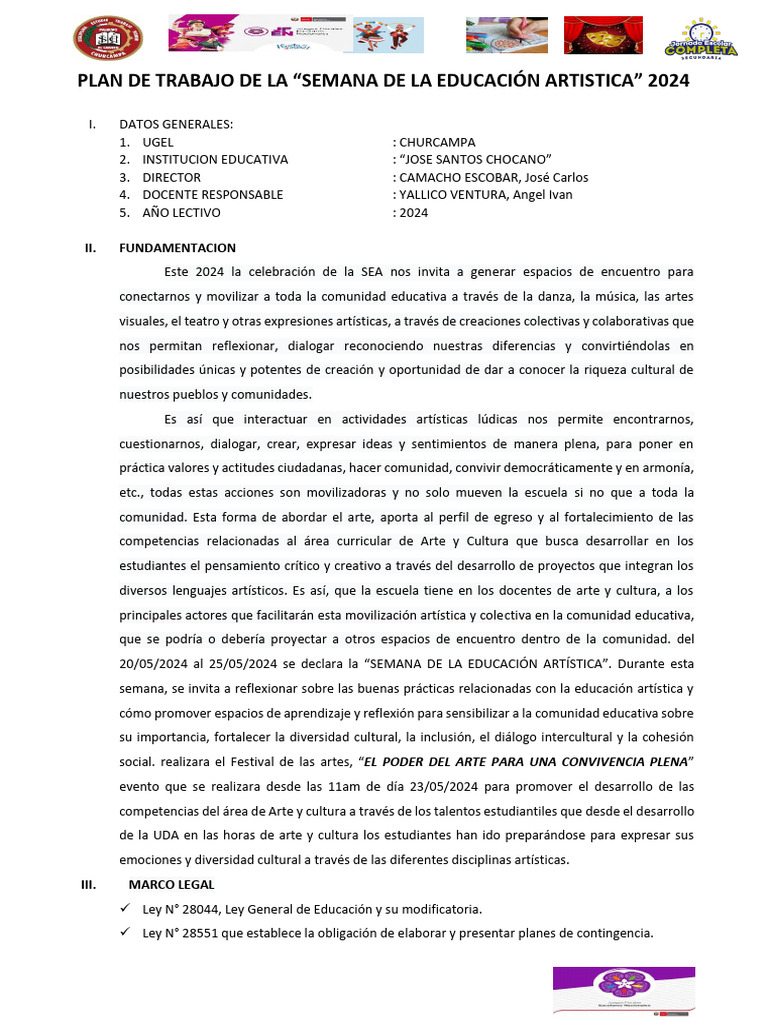 PLAN Semana de La Educación Artistica | PDF | Educación en artes visuales