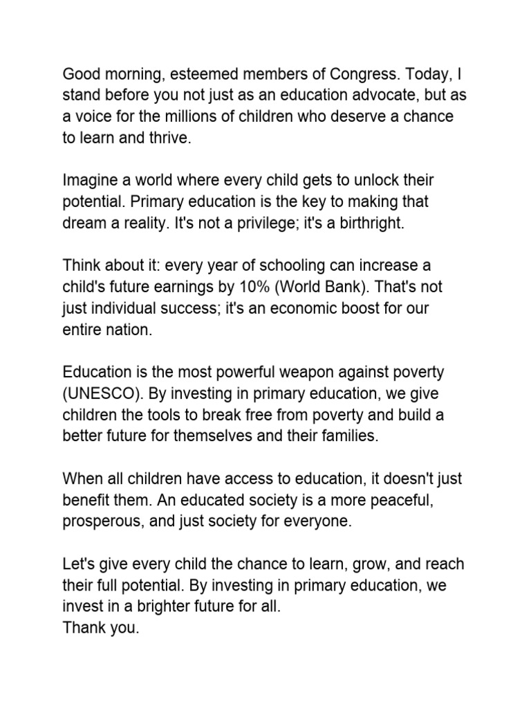 Invest in Primary Education Now | PDF | Social Science