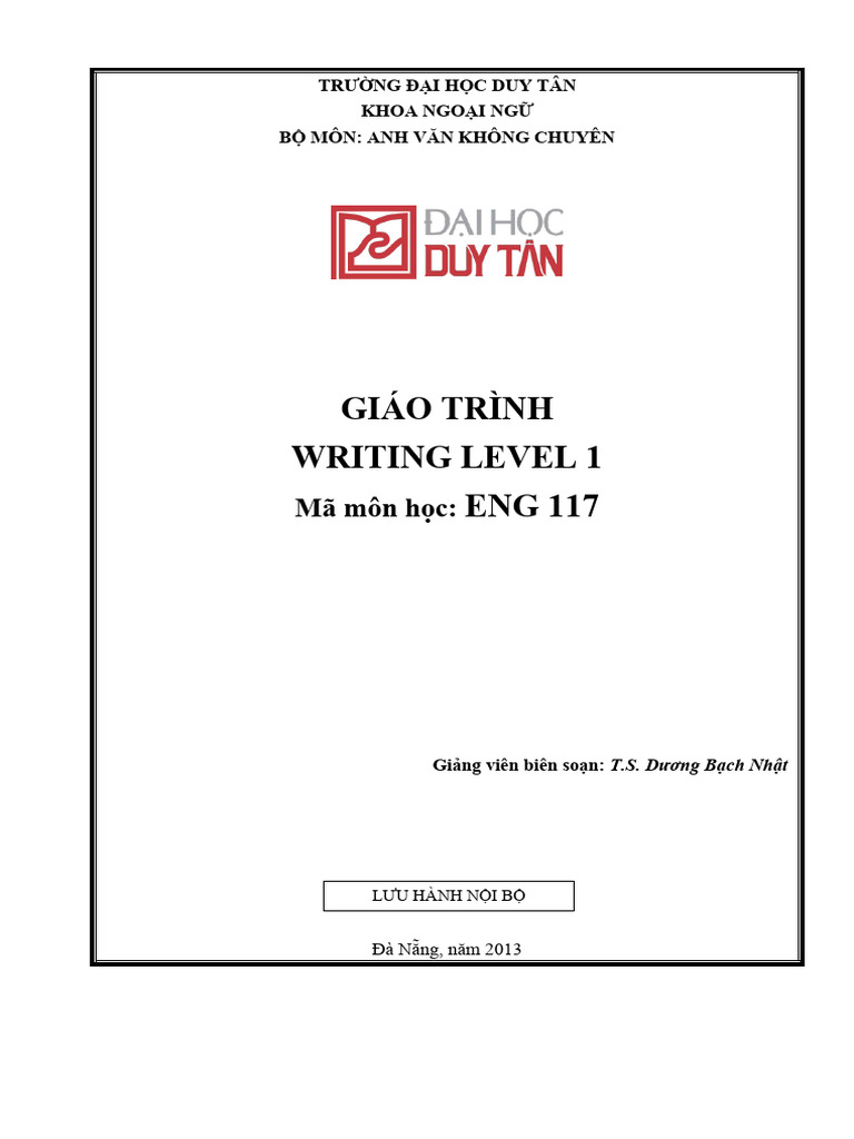 Eng117 GT Writing+level+1+ Duongbachnhat | PDF | Adverb | Subject (Grammar)