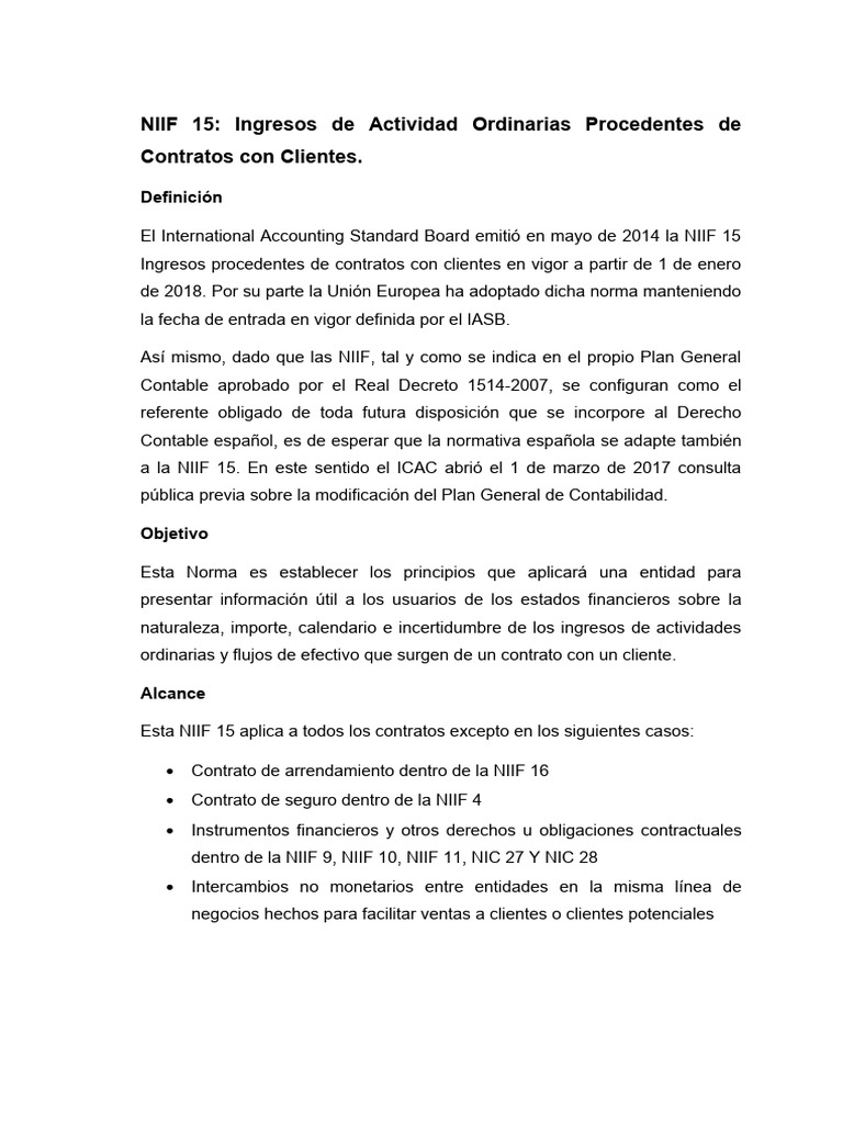 Niif 15 | PDF | normas internacionales de INFORMACION FINANCIERA | Business