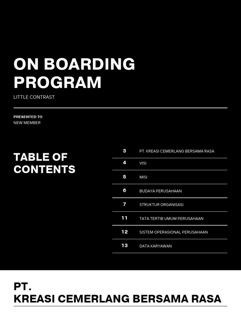 Program Onboarding Little Contrast | PDF