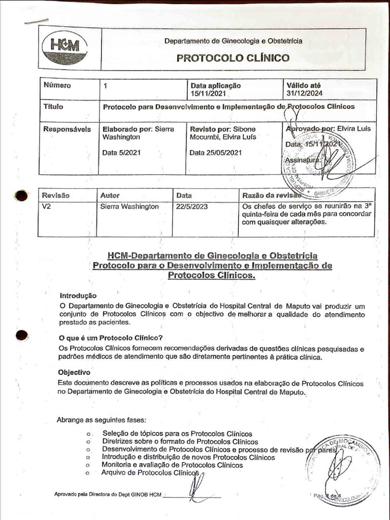 Protocolo para Desenvolvimento e Implementação de Protocolos Clínicos | PDF