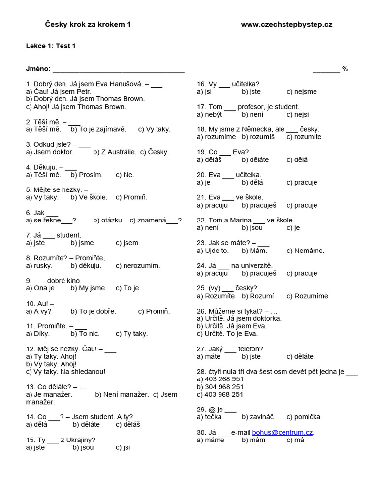 CKZK1 Testy 1-24 Word | PDF