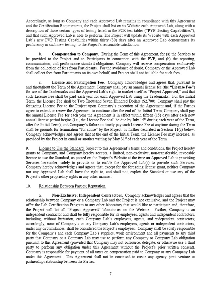 Approved Lab Certification Agreement | PDF | License | Employment