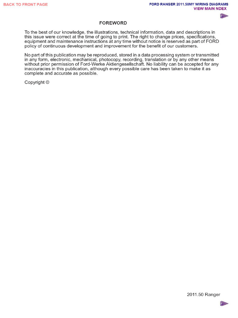 Ford Ranger 2011.50MY Wiring Diagrams Online - PDFs Free Online | PDF