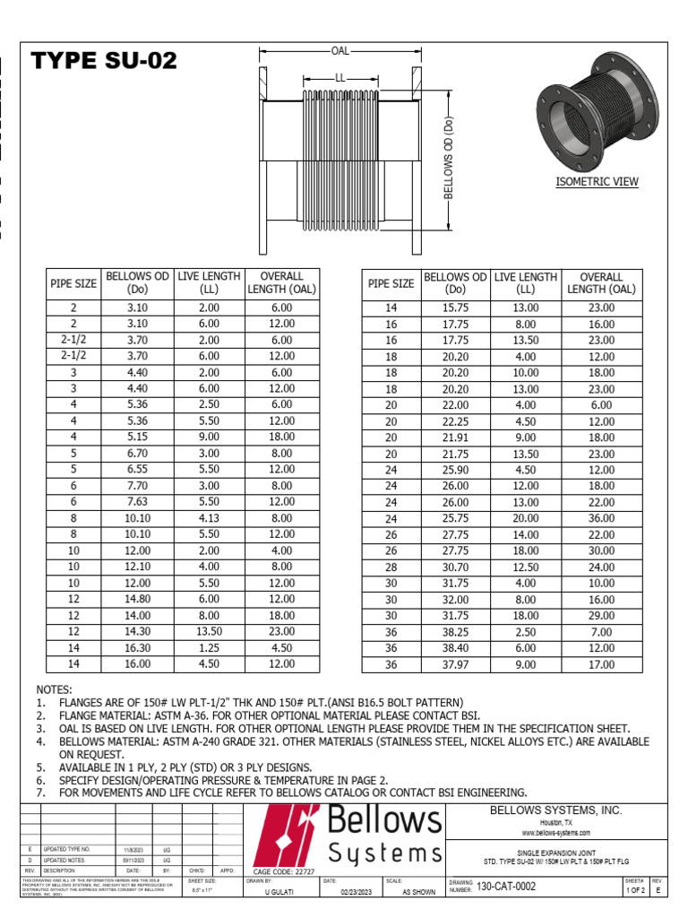 Single Expansion Joint Type SU-02 Specs | PDF | Plumbing | Industrial ...