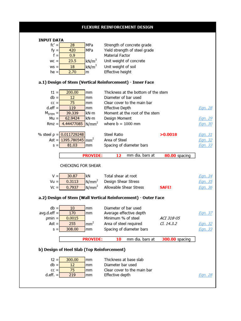 Cantilever Retaining Wall Analysis Part 3 | PDF | Building Materials ...