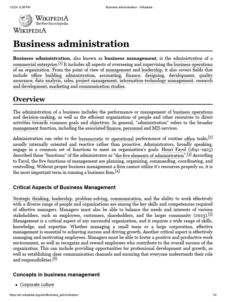 Overview of Business Administration | PDF | Leadership | Vocational ...