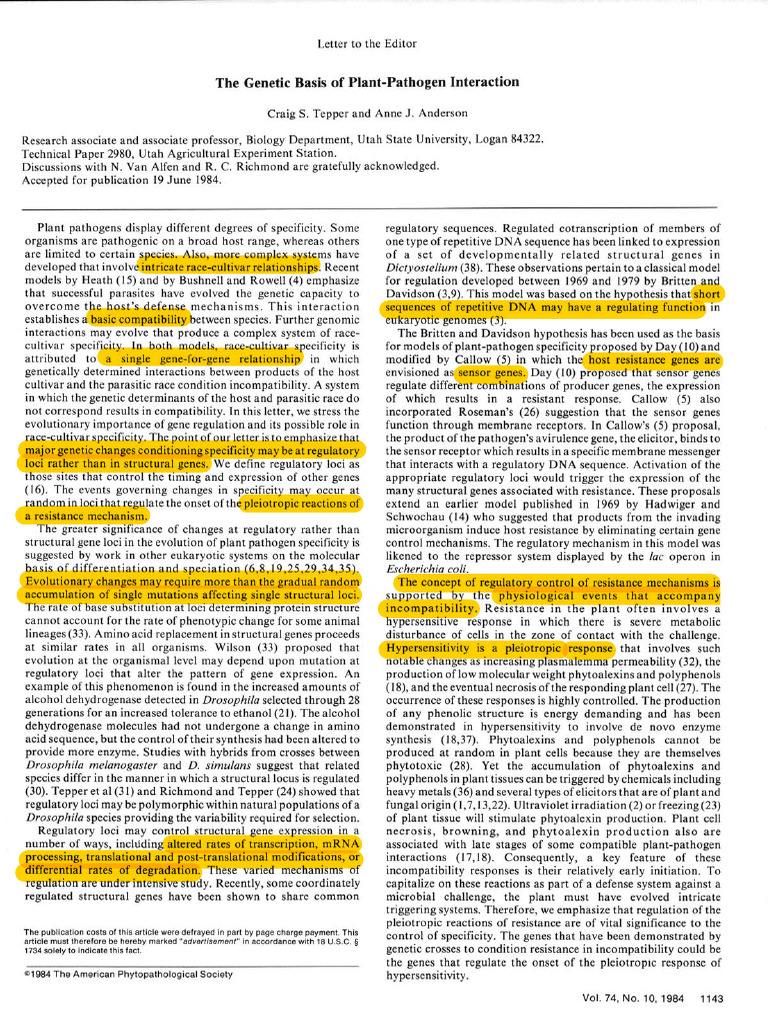 Genetics Plant Patho Intract2 | PDF