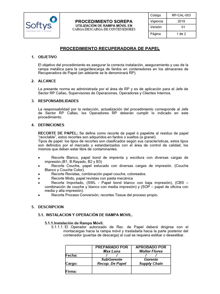 RP-CAL-003 (Utilización de Rampa Movil en Carga Descarga de ...