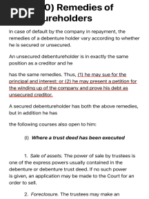 Remedies To Debenture Holders