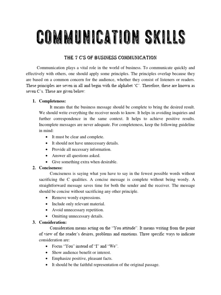 7C's Of Business Communication | PDF | Communication | Word