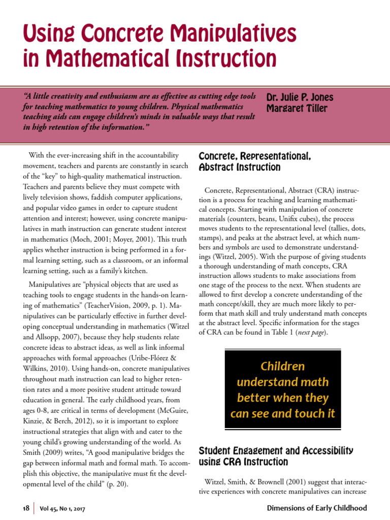 Enhancing Math with Concrete Manipulatives | PDF | Mathematics | Early ...